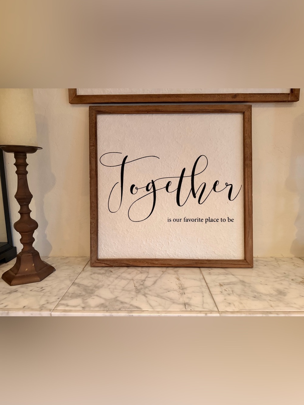 Framed "Together" Wall Art Sign in Black and Brown